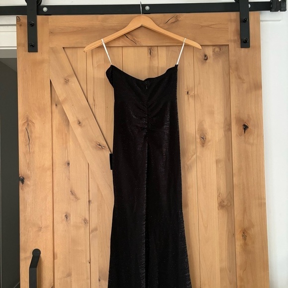 LULUS Strapless Ruched Glitter Maxi Dress Black Size Small Bodycon - Picture 8 of 12